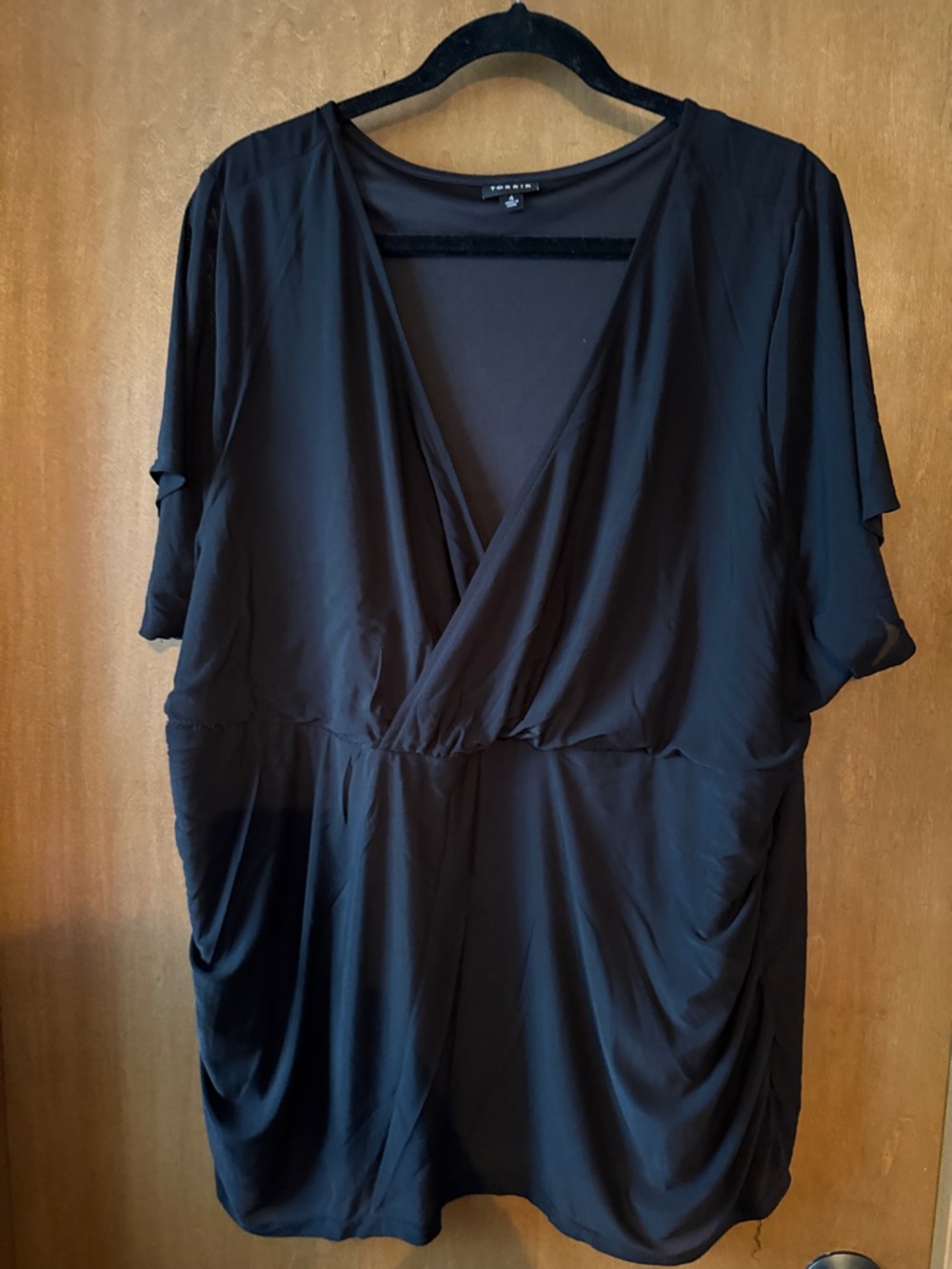 NWOT torrid Black Surplice Short Sleeve Blouse